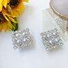 Mobile Phone Holder Telescopic Foldable Self-adhesive Anti-slip Decoration Square Rhinestone Faux Pearl Phone Folding Finger Stand for Desktop