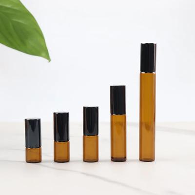 5pcs 1/2/3/5/10ml  Amber Roll On Roller Bottle for Essential Oils Refillable Perfume Bottle Deodorant Containers