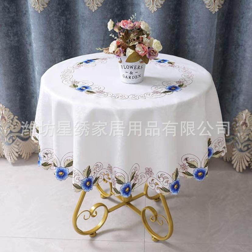 Nordic Round Table Cloth Home Restaurant Small Fresh Embroidery Cloth Round Tablecloth