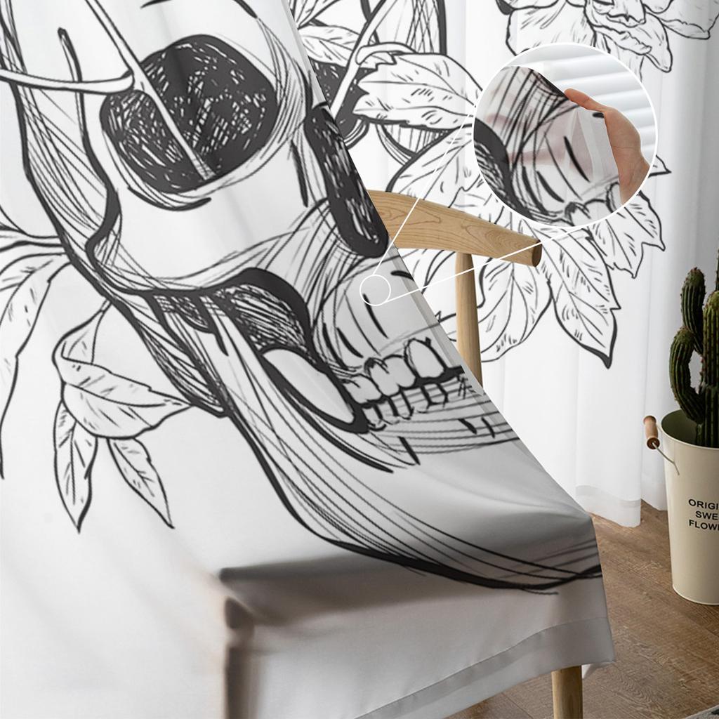 Skull Flower Butterfly Leaf Modern Tulle Curtains For Living Room Bedroom Home Kitchen Window Sheer Curtains