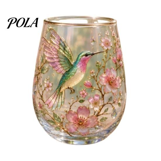 Non-slip Curved Glass Cup, Egg Shape Clear Lead-Free Crystal Enamel Painted Golden Rim Elegant Gilded Vintage Drinking Tumbler, Large Capacity