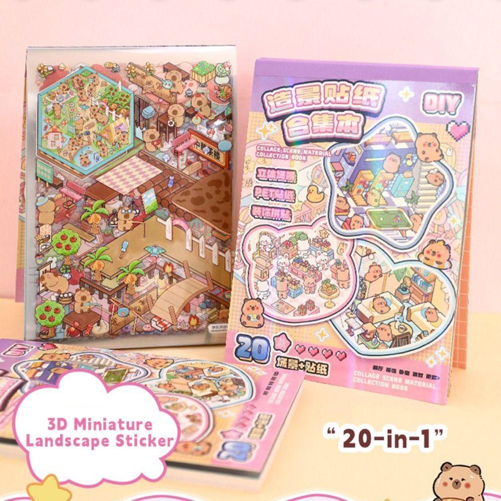 Decompression 3D Landscape Sticker 20-in-1 Miniature Scene Collage  Children