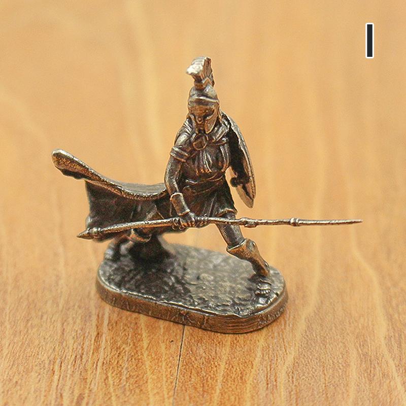 

Ancient White Brass Spartan Rome Knight Figurines Miniatures Vintage Soldiers Model Statue Desktop Ornament Gift