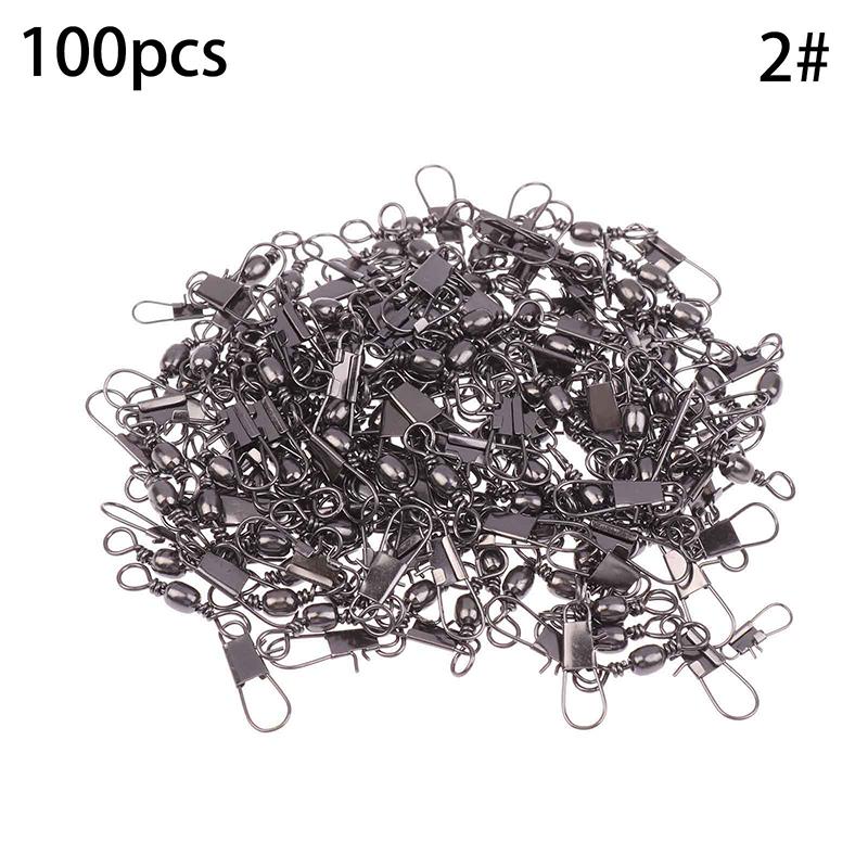5 Size 100Pcs/Pack Swivels Fishing Connector Pin Bearing Rolling Swivel Snap Fastlock Clips Fishhook Fishing Tackle