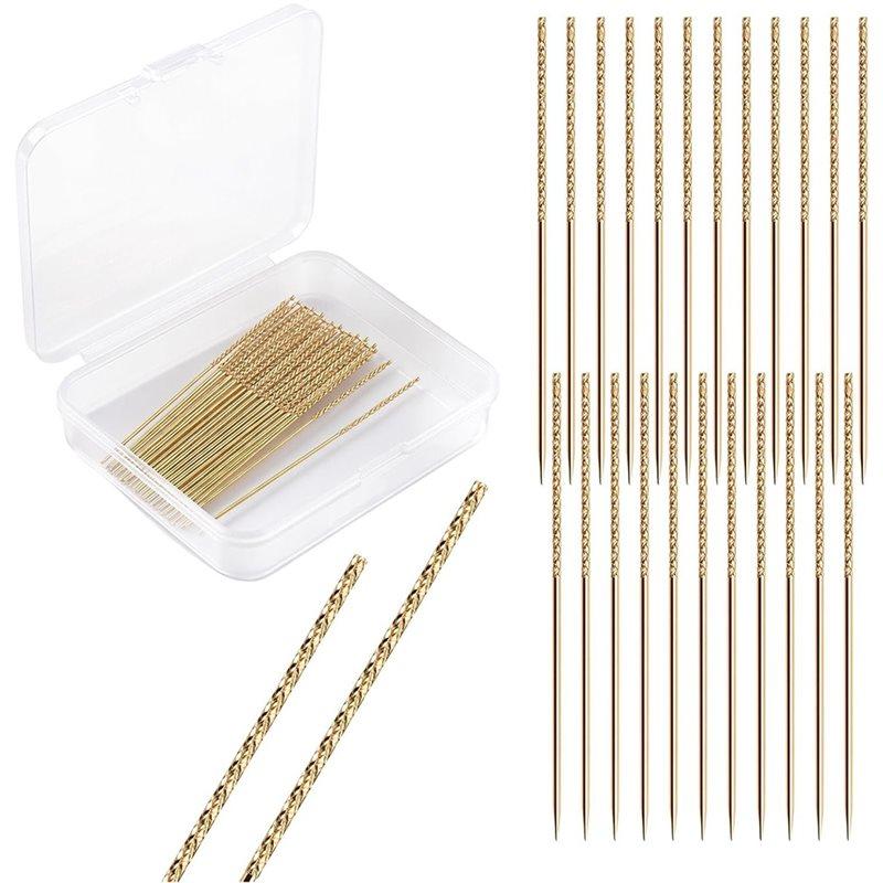 

For Knits And Woven Fabrics Compatible- Gold Repair Needles(30Pcs) Snag-Nab-It Tool In 2.36 Inch Size With Storage Case золотий