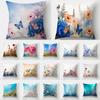 Charm Butterfly Pillowcase Sofa Car Lumbar Pillowcase Home Decoration Flower Landscape Cushion Cover