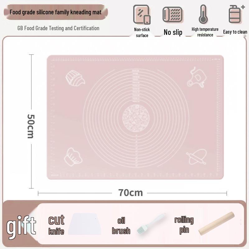 Rutschfeste Silikon-Knetmatte & Teigroller für Teigtaschen - Übergröße, Lebensmittelgeeignete Teigplatte