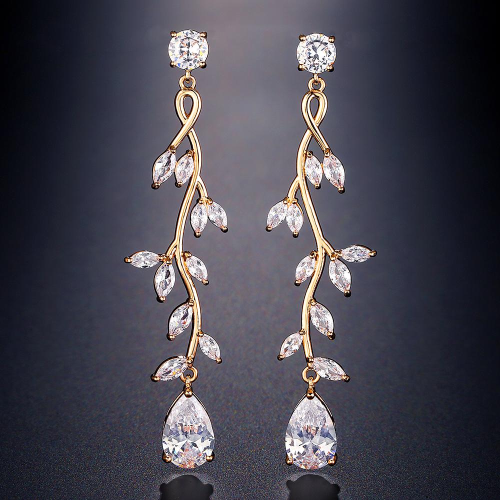 ZAKOL Luxusní markýzový list Zirkon Svaté náušnice Buling Čirý křišťál CZ Visací náušnice Glamour Svatba Zirkon pro ženy