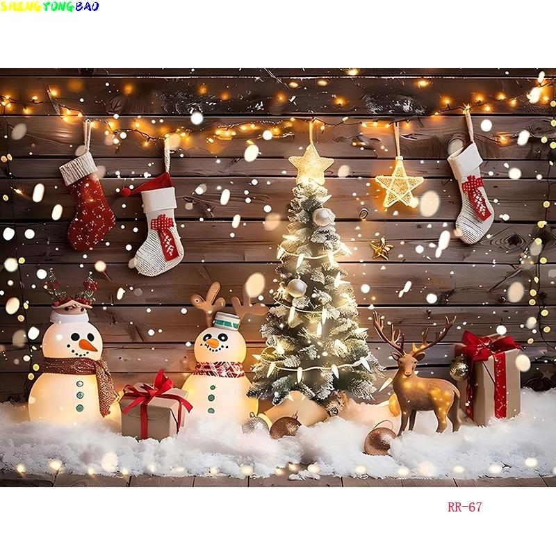 Merry Christmas Wreath Window Glitter Photography Backdrop Happy New Year Background Family Holiday Party Decoration RR-97