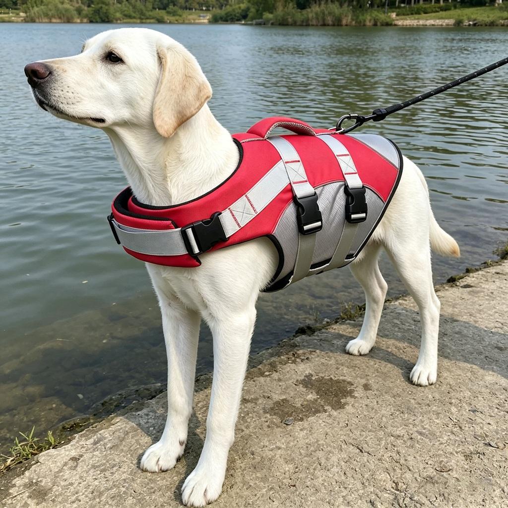 Reflective Dog Life Jacket Adjustable Breathable Pet Safety Vest Enhanced Buoyancy Oxford Cloth Swimming Clothes Beach