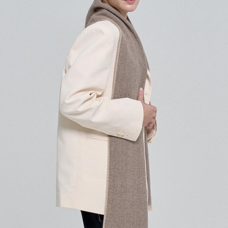 Dal Cashmere Herringbone Muffler Brown