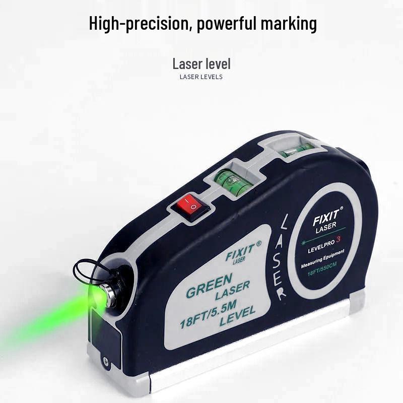 Proyector Láser Multifuncional: Cinta métrica de luz verde y nivelador infrarrojo