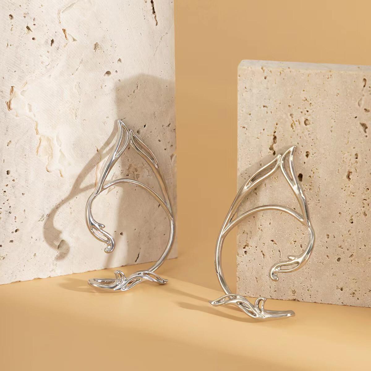 

Готические эльфийские каффы на уши, кошачьи обертывающие, без прокола, фейковые серьги, косплей, вечеринка, украшения