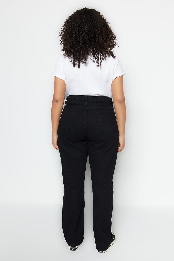 Women's Style Plus Size Black High Waist Detailed Bootcut Jeans