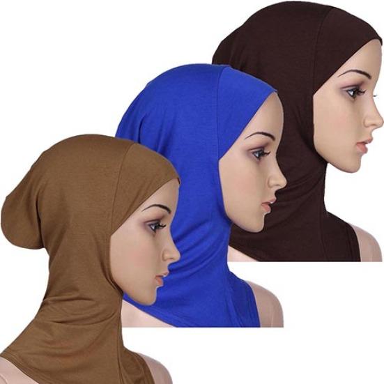 Soft Solid Color Women Full Cover Scarf Cap Underscarf Neck Head Bonnet Hat
