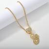 26 Flower Letter Necklace: Hip Hop Heart Pendant with Full Diamond Inlaid Tennis Chain for Women