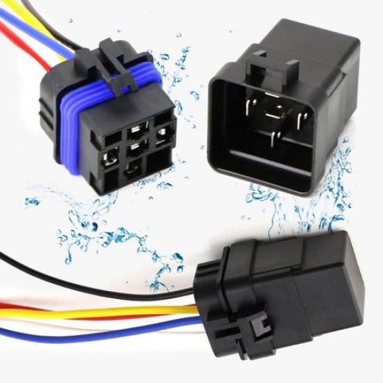 12V 40/30A Waterproof 5-Pin SPDT Mini Relay w/Watertight Connector and Pigtail