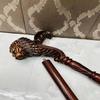 Handmade Lion Head Wooden Walking Stick: Royal Design Cane