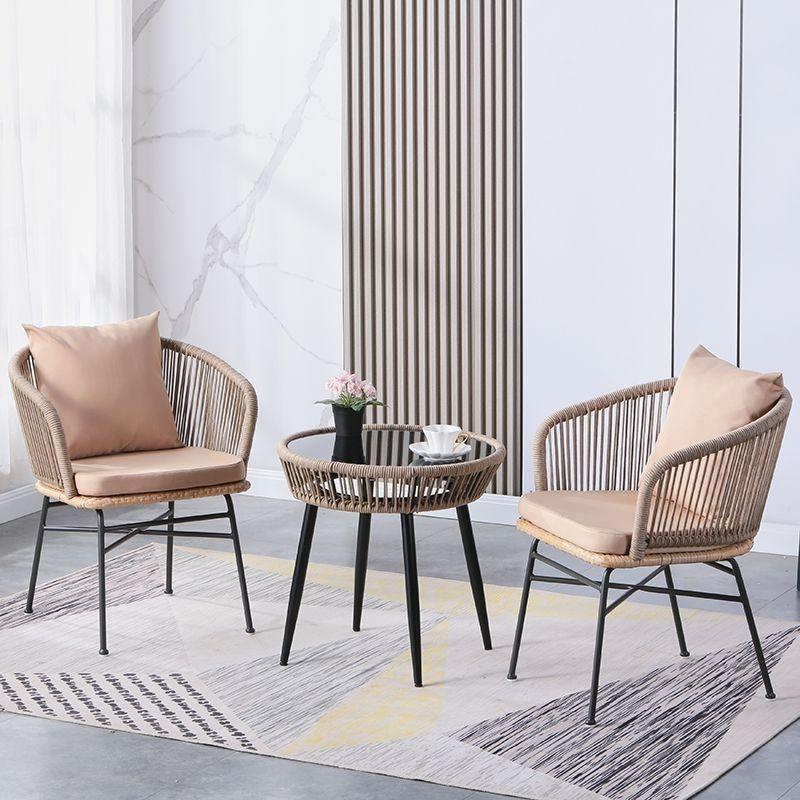 Three-Piece Rattan Chair & Table Set for Balcony or Outdoor Spaces