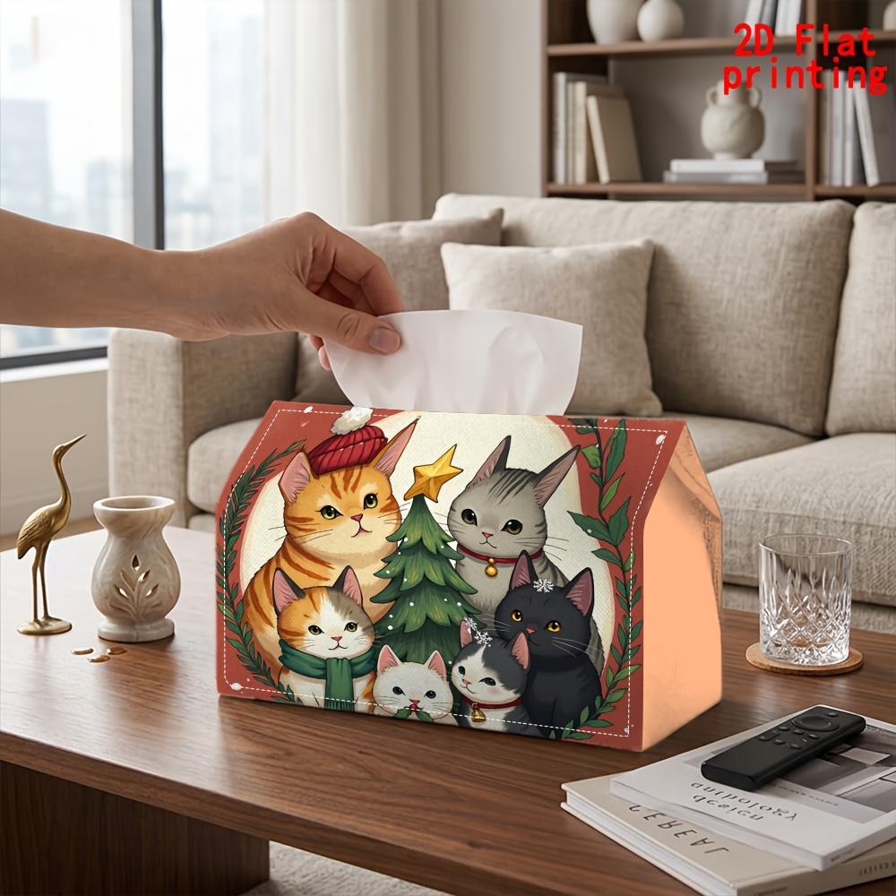 1pc 1pcs Reusable Tissue Box with Cat-Themed Napkin Dispenser - Adorable Kitten Suitable for Kitchen, Living Room, Car, Office - Compact Desktop Stora