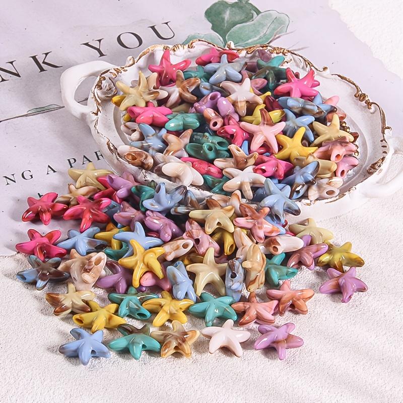50Pcs Colorful Acrylic Starfish Beads - Vibrant Marine-Themed Diy Jewelry Making Supplies For Necklace Bracelet Keychain