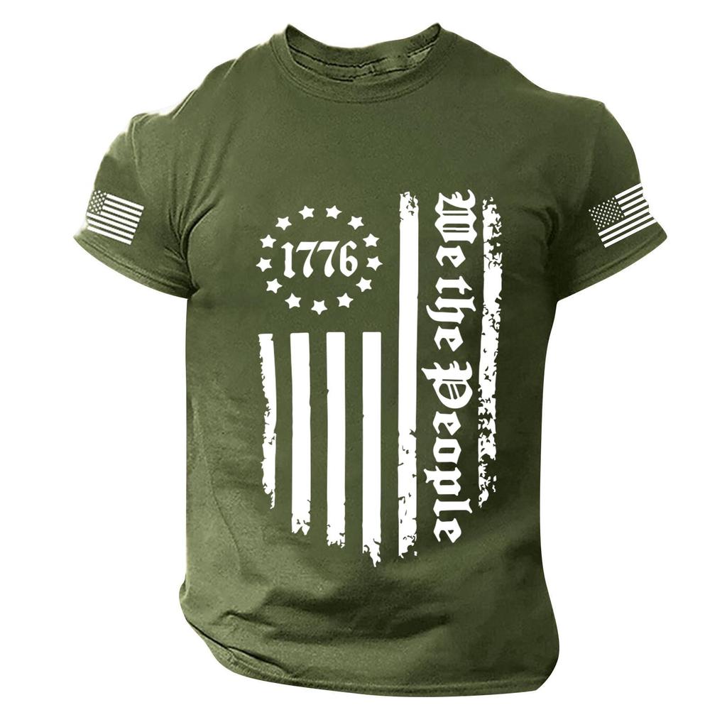 Men's Short Sleeve T-Shirt Independence Day Print Casual Summer Top Patriotic Party Tee