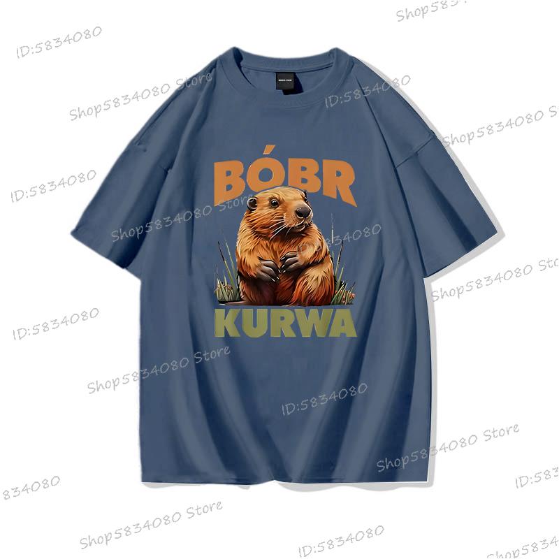 Cartoon Biber Kurwa T-Shirt Hohe Qualität 100% Baumwolle Kurzarm T-Shirts Kurwa Biber Unisex Mode Lässige T-Shirts Grafisch Bedruckt