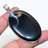 Natural Banded Agate Gemstone Handmade 925 Sterling Silver Pendant 2.64" AP-15899
