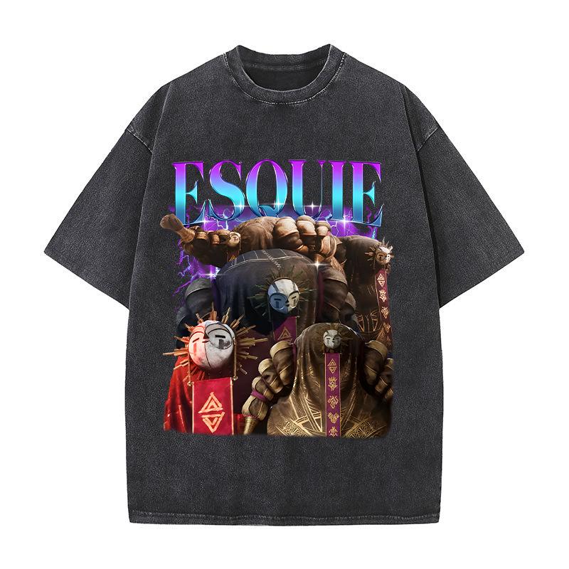 Cotton Washed Game T-shirt Clair Obscur Expedition 33 Print Men Women Streetwear Vintage Short Sleeve Game Fan Gift Tshirt