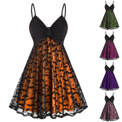 Womens Vintage Gothic Sexy Sleeveless Sling  Mesh Party Dress
