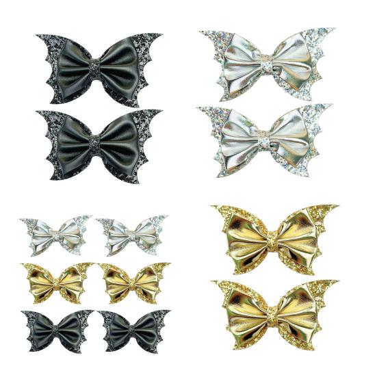 2/6Pcs Halloween Hair Clips Bat Wing Design Shiny Hairpin Women