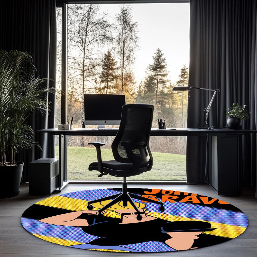 Johnny Bravo Printed Round Rug Carpet Chair Rug Area Rug Entryway Doormats,for Office Chair Living Room Bedroom Kitchen Room.