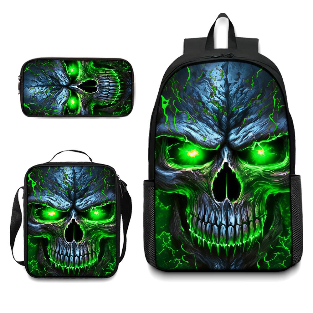 Peripheral backpack, skull schoolbag, student backpack pencil case