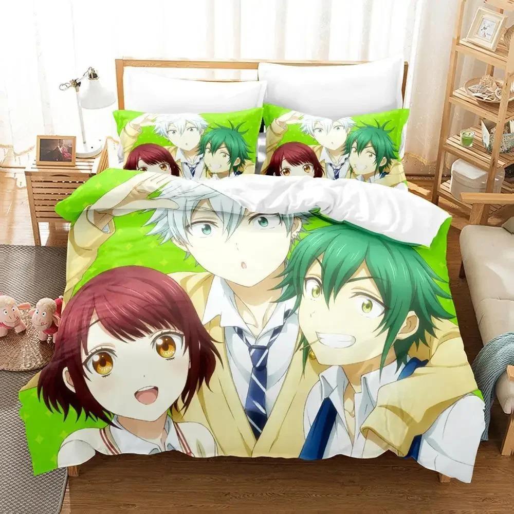 Yamada-kun und die sieben Hexen Bettwäsche-Set Cartoon Anime dreiteiliges Set Erwachsener Kind Schlafzimmer Bettbezug Sets 3D Kawaii Mädchen