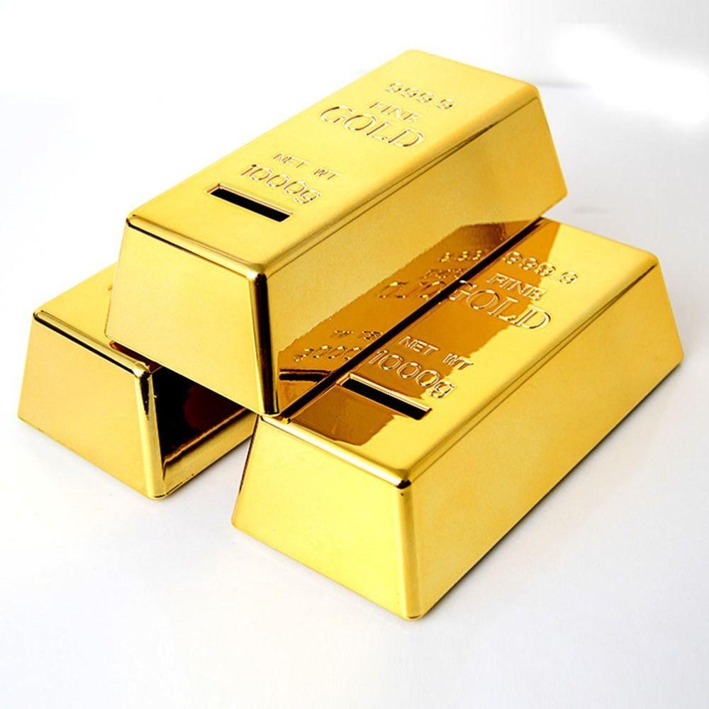 Paperweight Golden Brick Glittering Gold Bar Piggy Bank Office Accessory Bullion Bar Office Desk