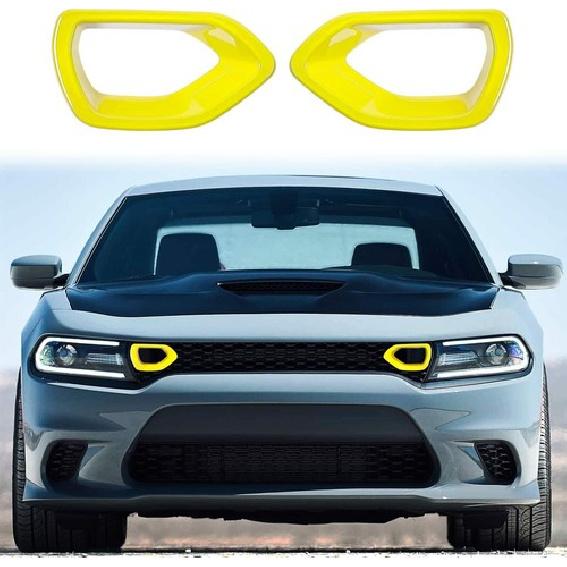 2x Frontstoßstange Mitte Kühlergrill Gitter Abdeckung Zierleiste Für 2015-22 Dodge Charger Gelb