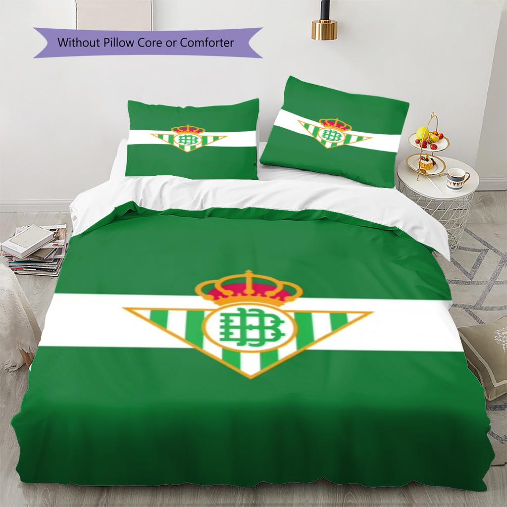 Real Betis Balompié Pattern Bedding Set Quilt Cover Pillowcase Home Decor Gift (1 * Duvet Cover + 2 * Pillowcase, Without Core)