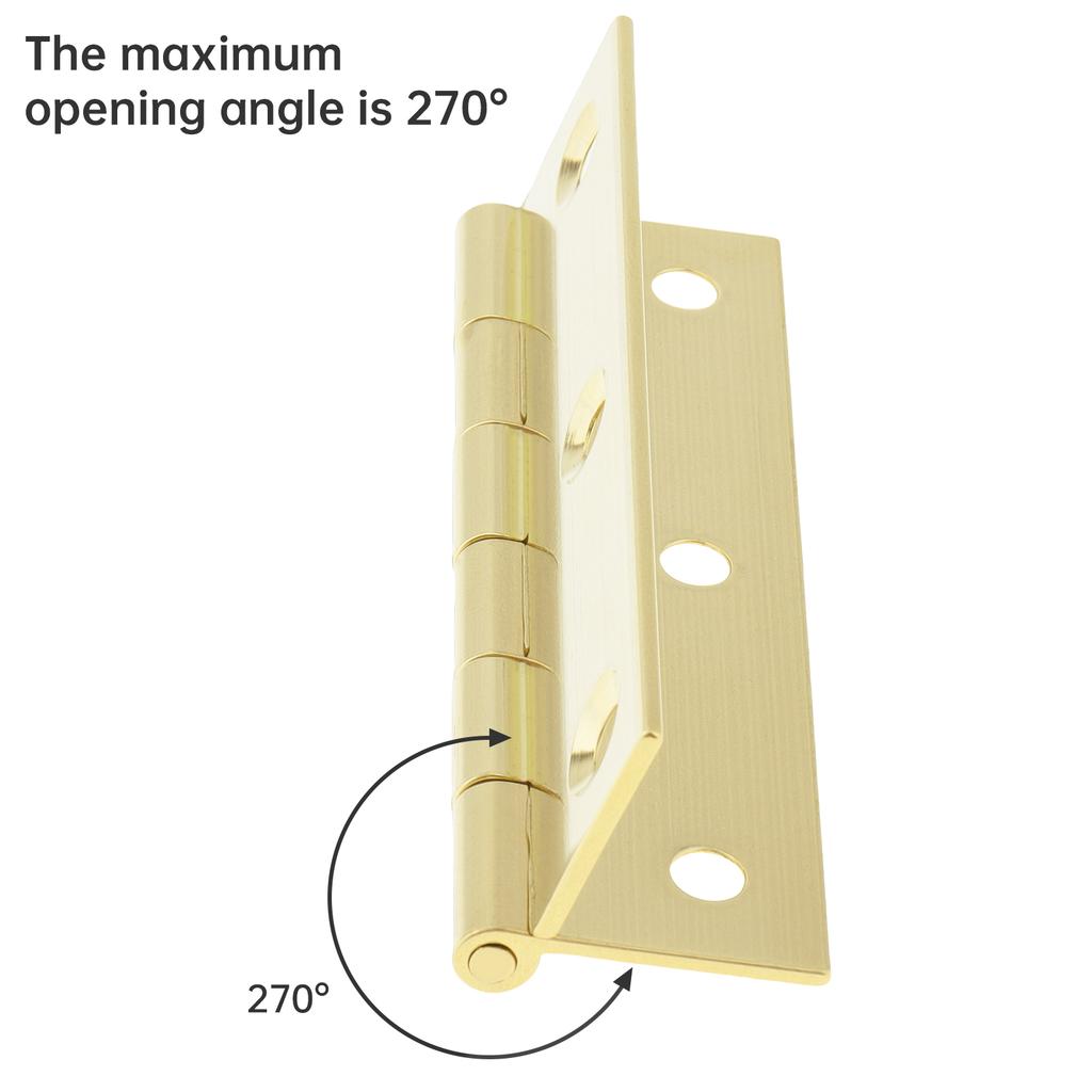 8 Pcs Solid Brass Butt Hinges with 48 Pcs Screws for Furniture, Cabinet, Drawer, Wood Box - Heavy Duty Folding Hardware