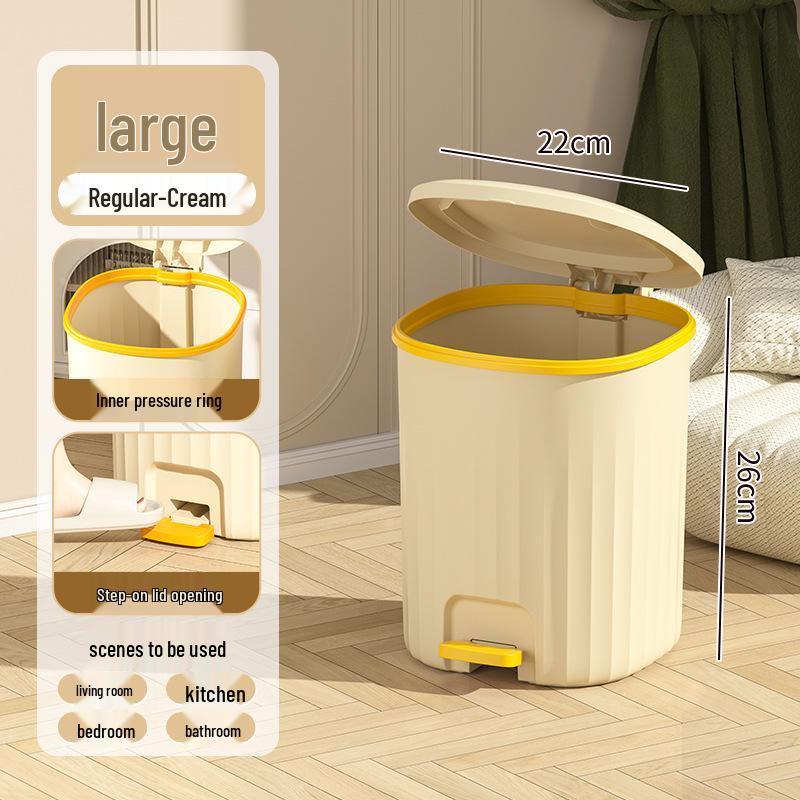 Large Capacity Silent Trash Can with Automatic Spring-Loaded Lid for Home and Office