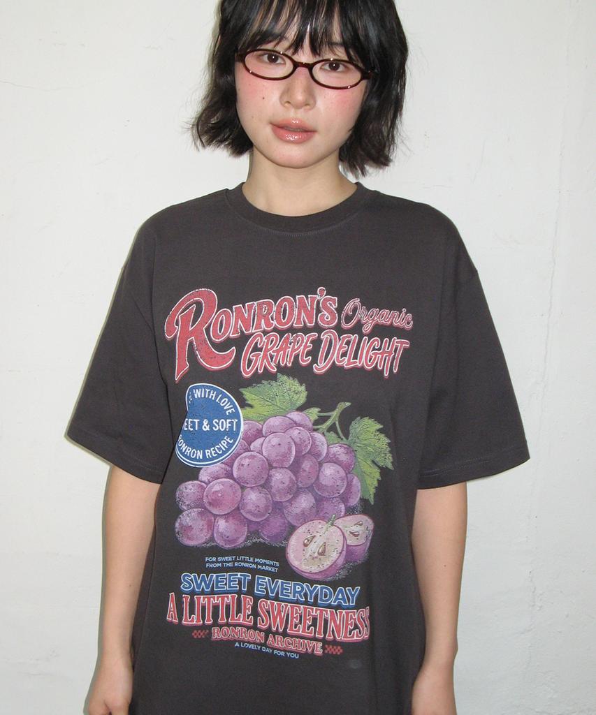 RONRON Vintage Grape Over Fit T Shirt Charcoal