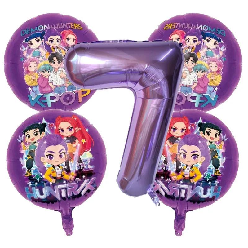 Kpop Dämonenjäger Geburtstagsballons Dekorationsset Musik Mädchen Zahl Aluminiumfolienballons Kinder Partyzubehör Geschenk Gastgeschenk Deko