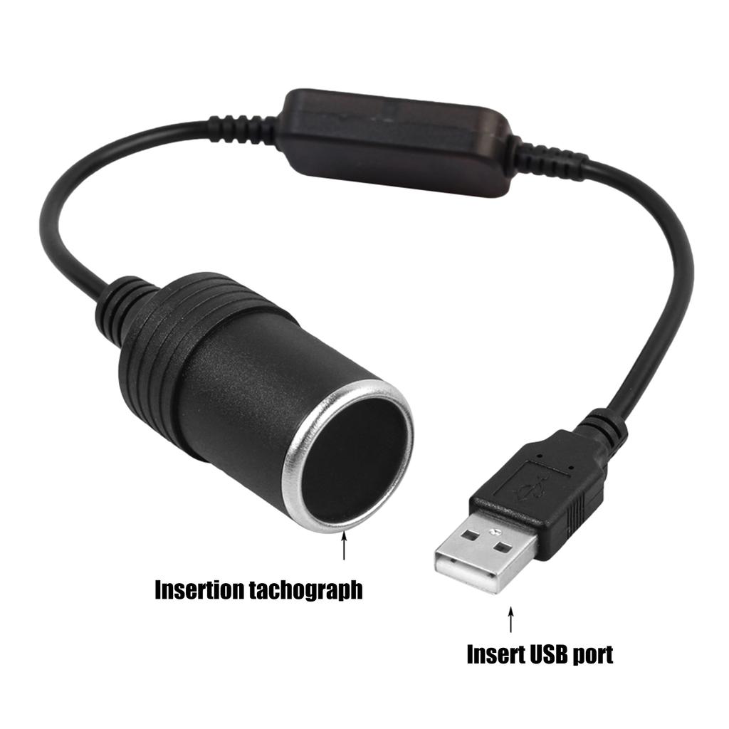 2pcs/set USB Boost Cable 5V Male To 12V Car Cigarette Lighter Socket Female Adapter Cord for Electronics Less Than 12W