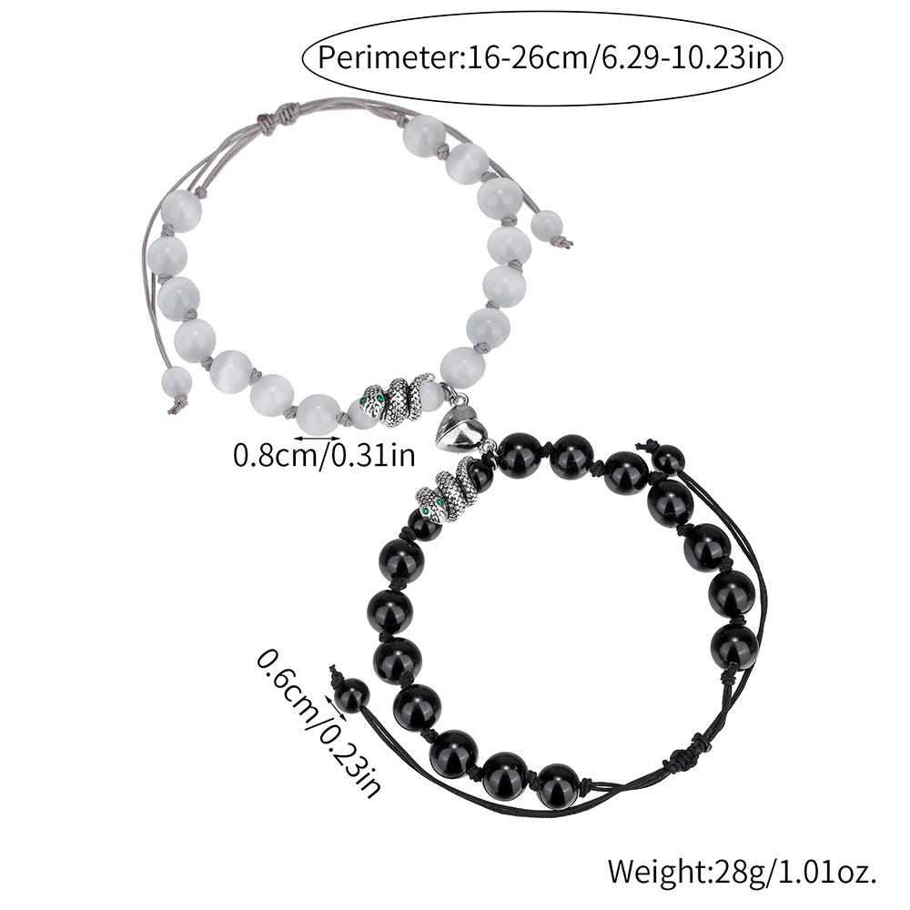 European and American Black Horse Beaded Bracelet Snake Couple Bracelet Magnet Love Bracelet Personalized Jewelry