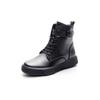 2025 autumn and winter large size leather Martin boots women's velvet warm-soled small short boots retro inner height-increasing flat boots
