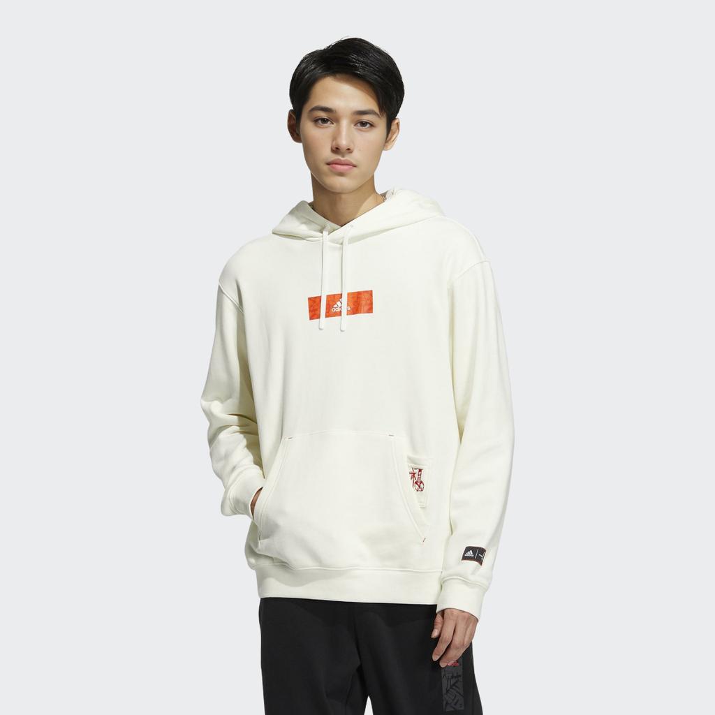adidas Gfx Hood Sport Casual Hoodie Pullover Men Tops White HZ3035
