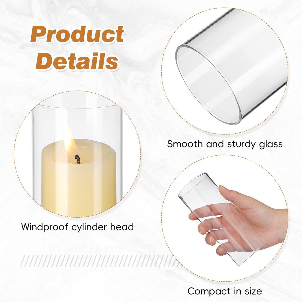 4Pcs Simple Glass Tube Covers High Quality Borosilicate Material Cylindrical Transparent Shade for Decor
