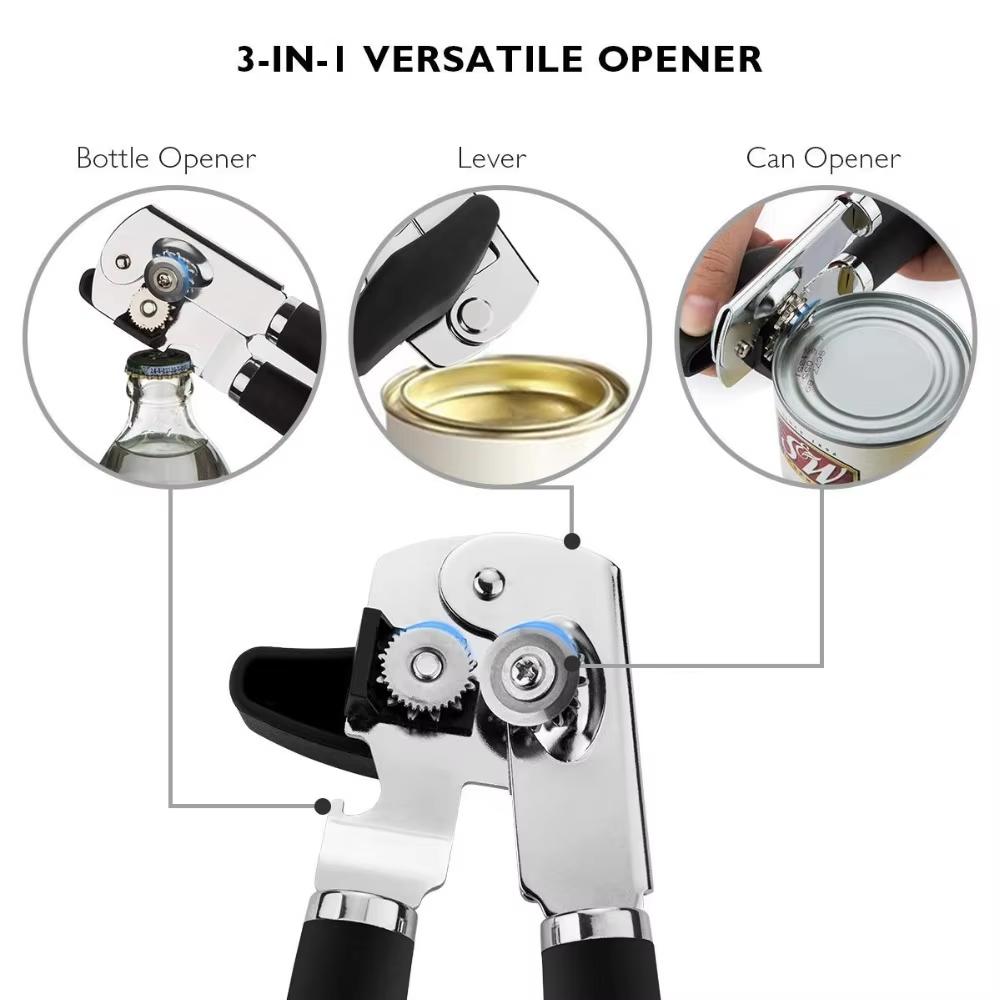 1 Piece Professional Can Openers Stainless Steel Tin Can Openers Manual Tin Jar Bottle Cans Opener With Bear Opener YY012