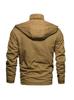 Brown 3D Pocket Casual Cotton Zipper Jacket - Thick, Warm, Loose Fit, Large Size