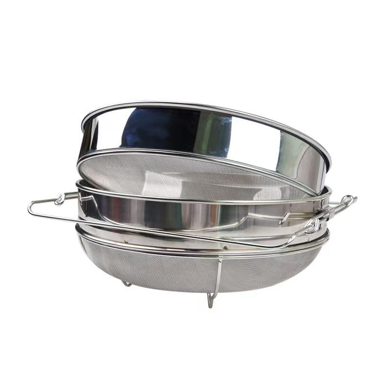 304 Stainless Steel Multi-Functional Honey Filter Mesh Sieve, Ultra-Fine Double Layer, Adjustable for Impurities Extraction.