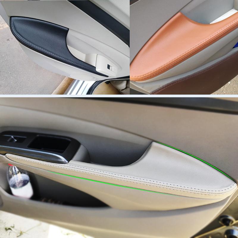 Car Center Control Armrest Box Door Handle Panel Microfiber Leather Trim Cover For Honda City 2008 2009 2010 2011 2012 2013 2014